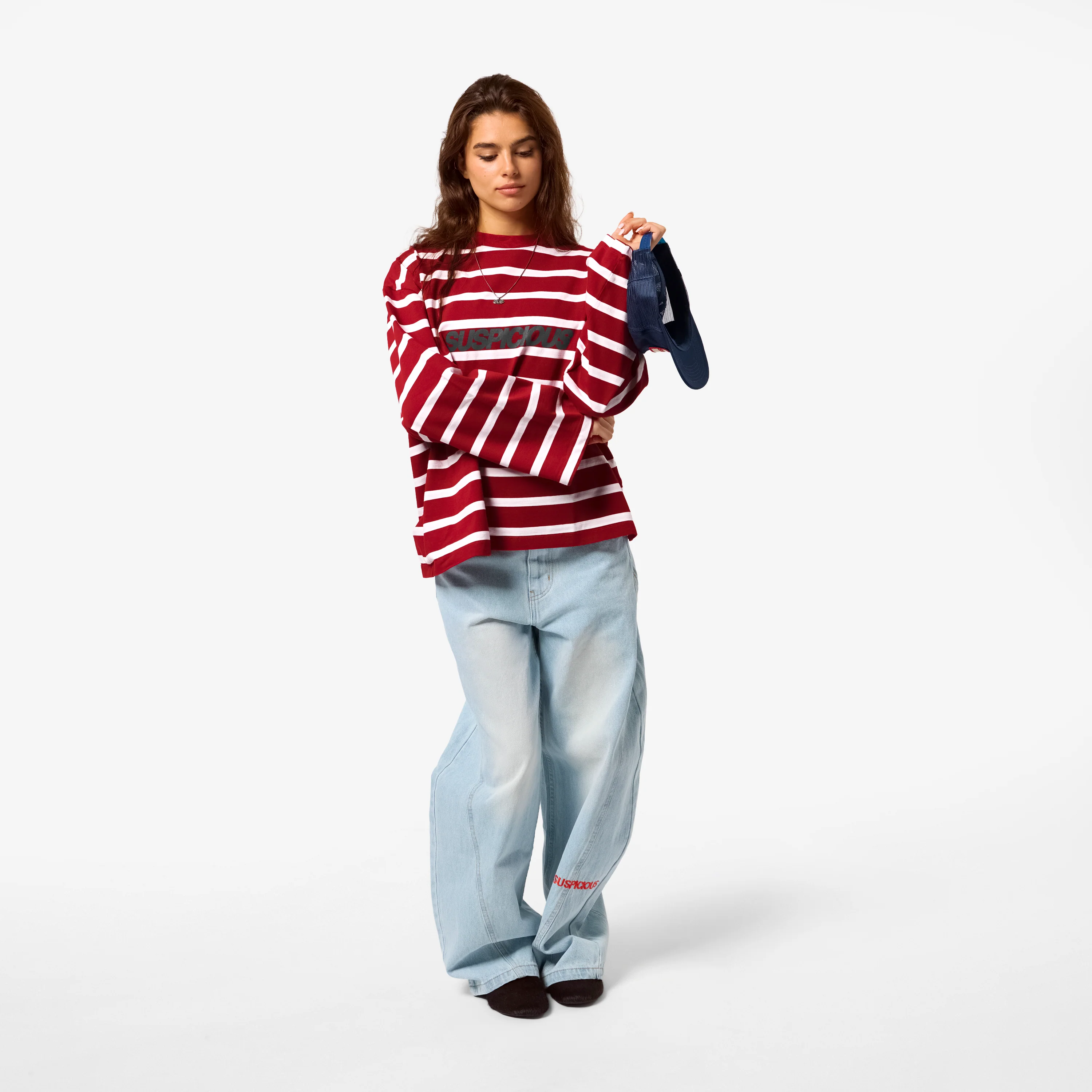Bestsellers Variants / The Slanted Striped Longsleeve - Ruby Red & Pink - Image 7