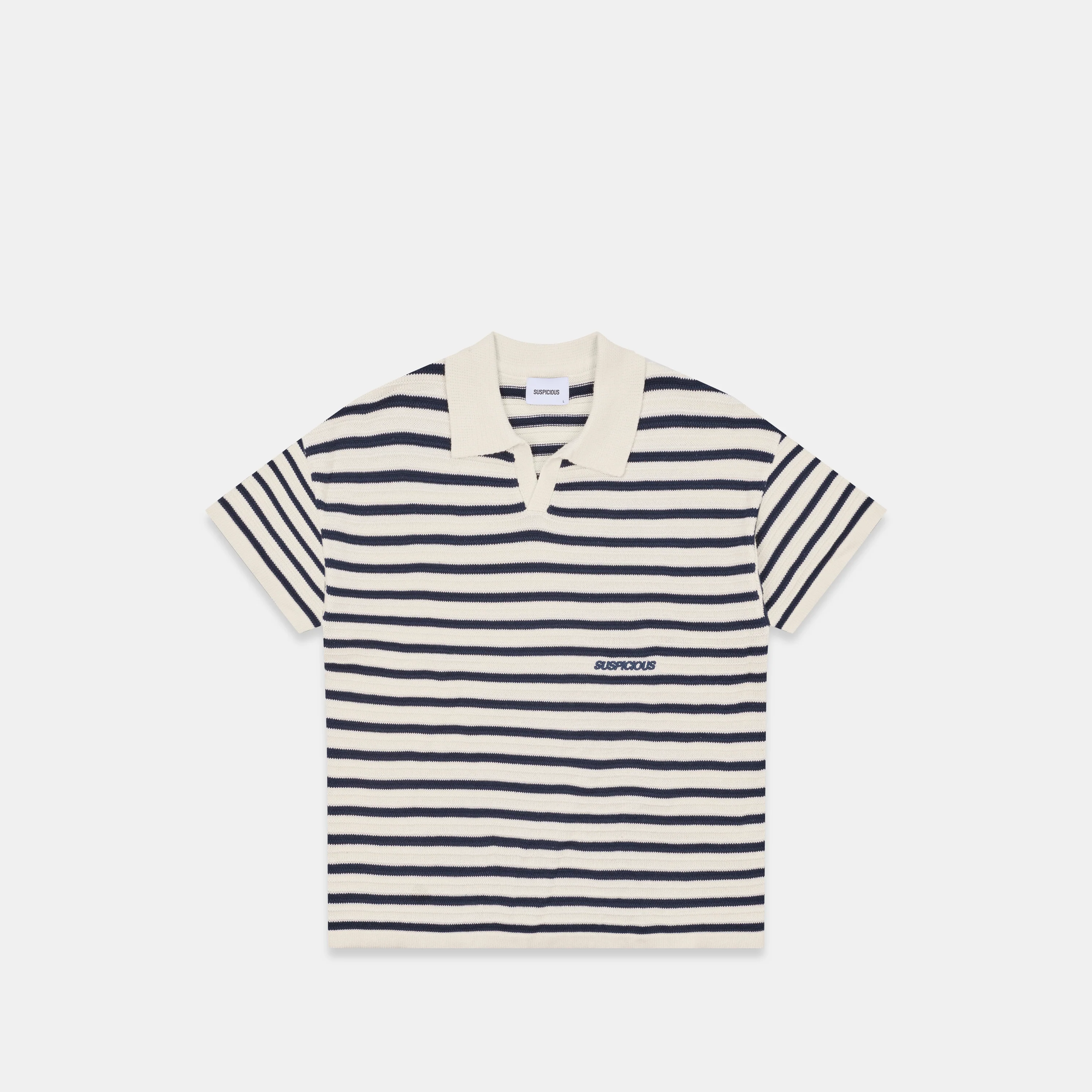 Boat / Essentials Striped Knitted Polo - Natural & Nightfall