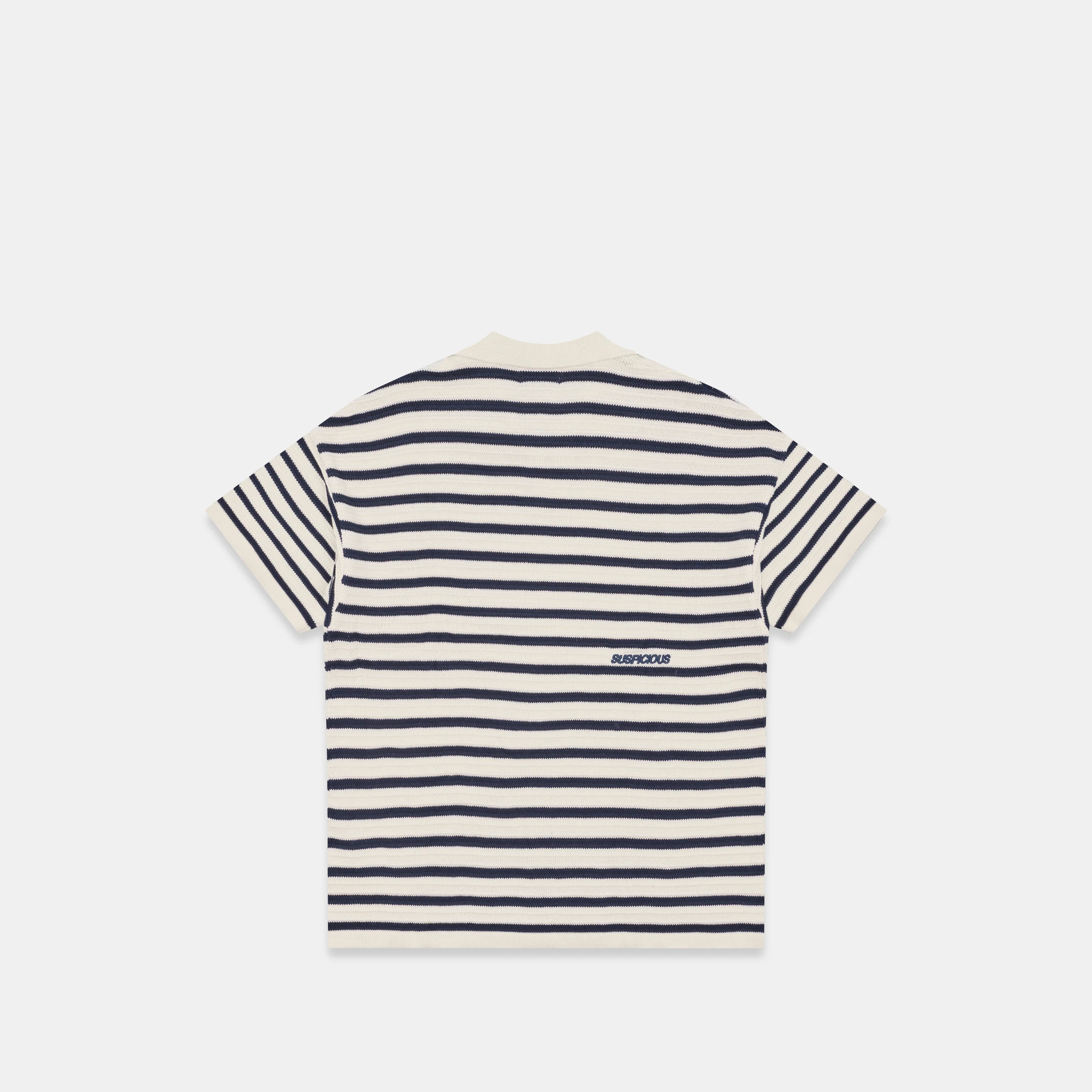 Boat / Essentials Striped Knitted Polo - Natural & Nightfall - Image 9