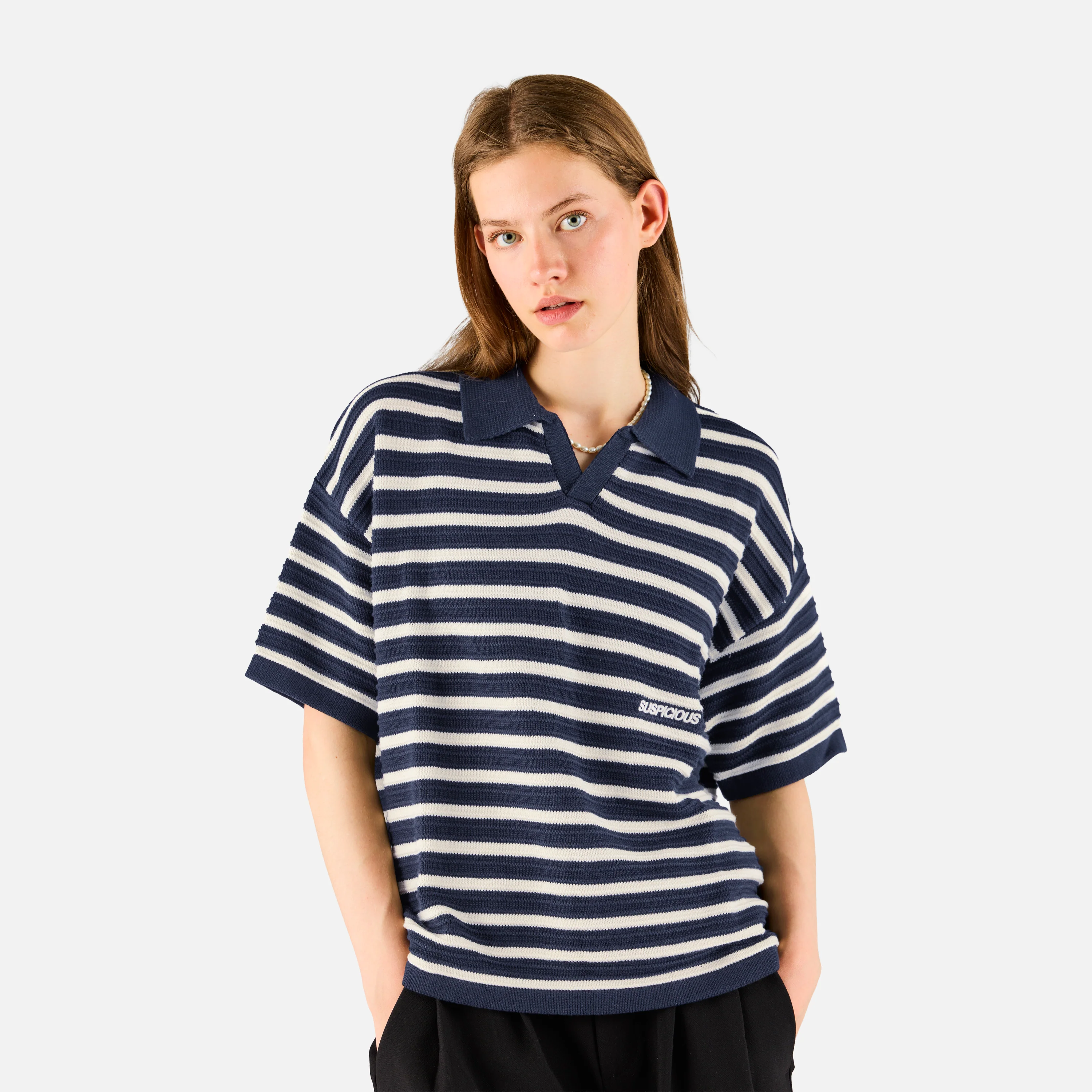 Boat / Essentials Striped Knitted Polo - Nightfall & Natural - Image 8