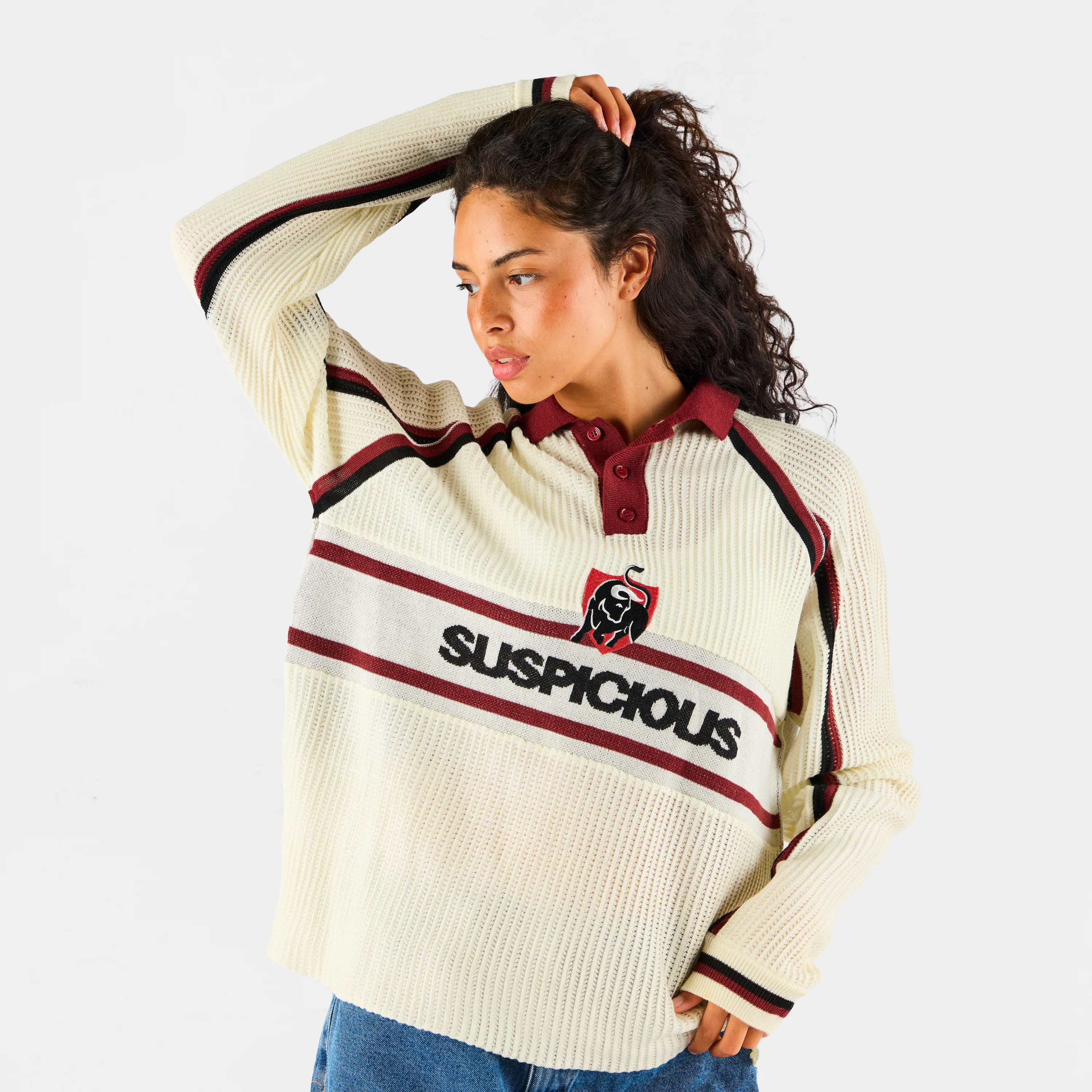 Football / Jupiler Knitted Football Longsleeve Polo - Natural - Image 4
