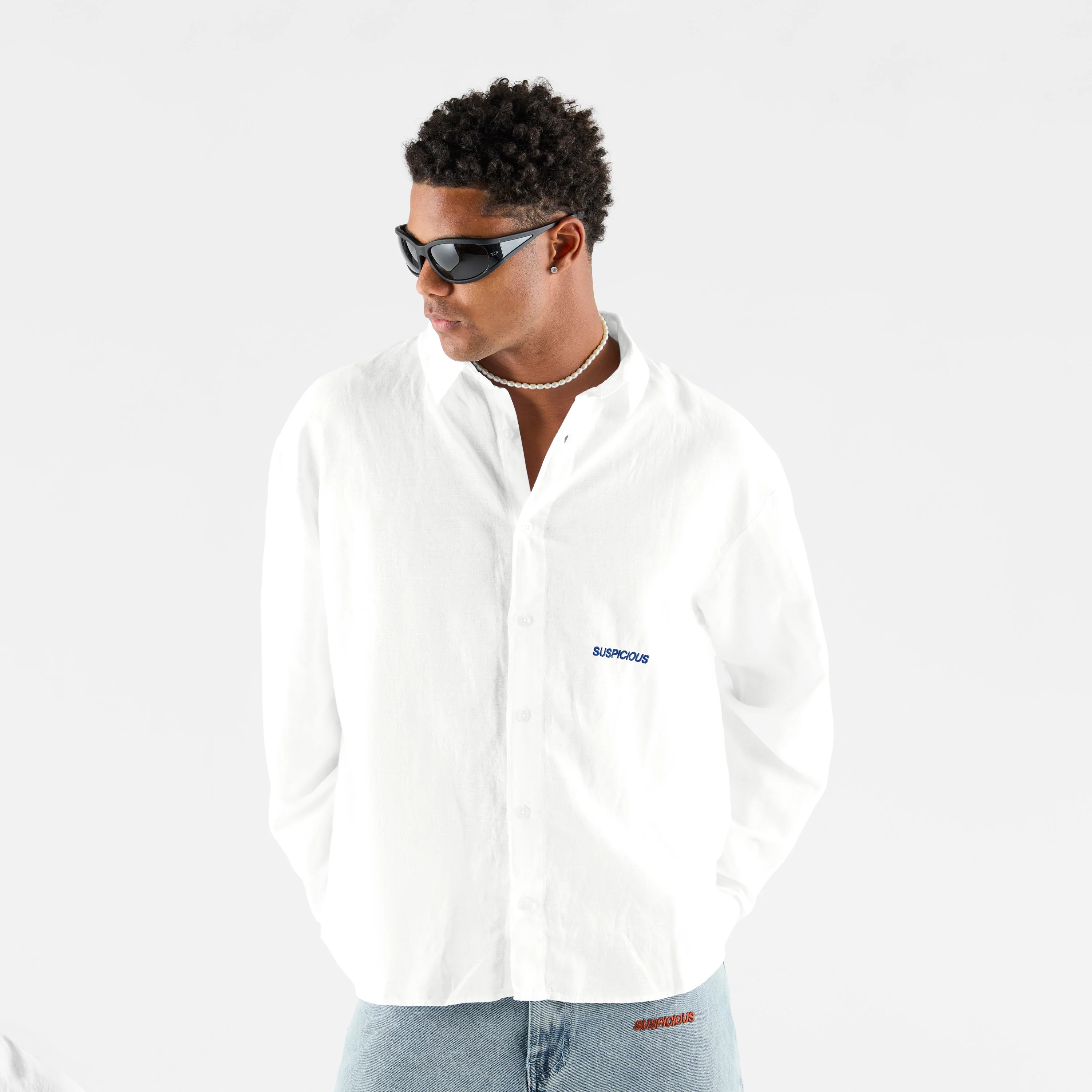 PL / Essentials Linen Longsleeve Shirt - White - Image 8