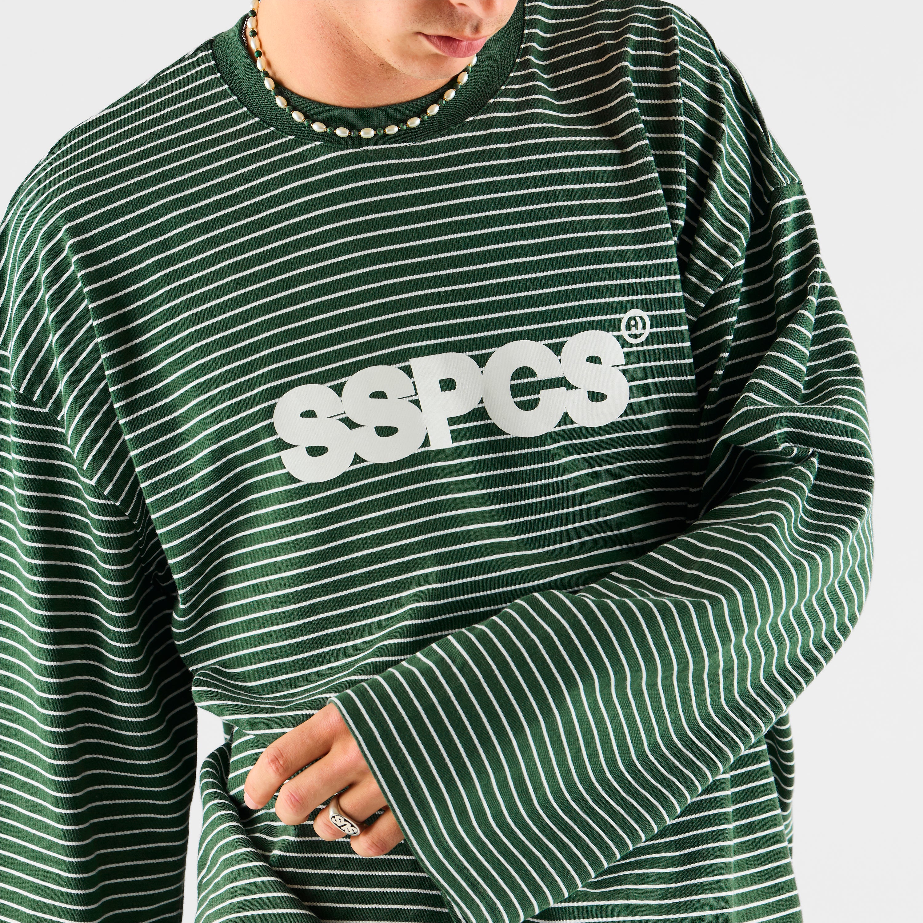 PL / The SSPCS Striped Longsleeve - Dark Forest Green - Image 2