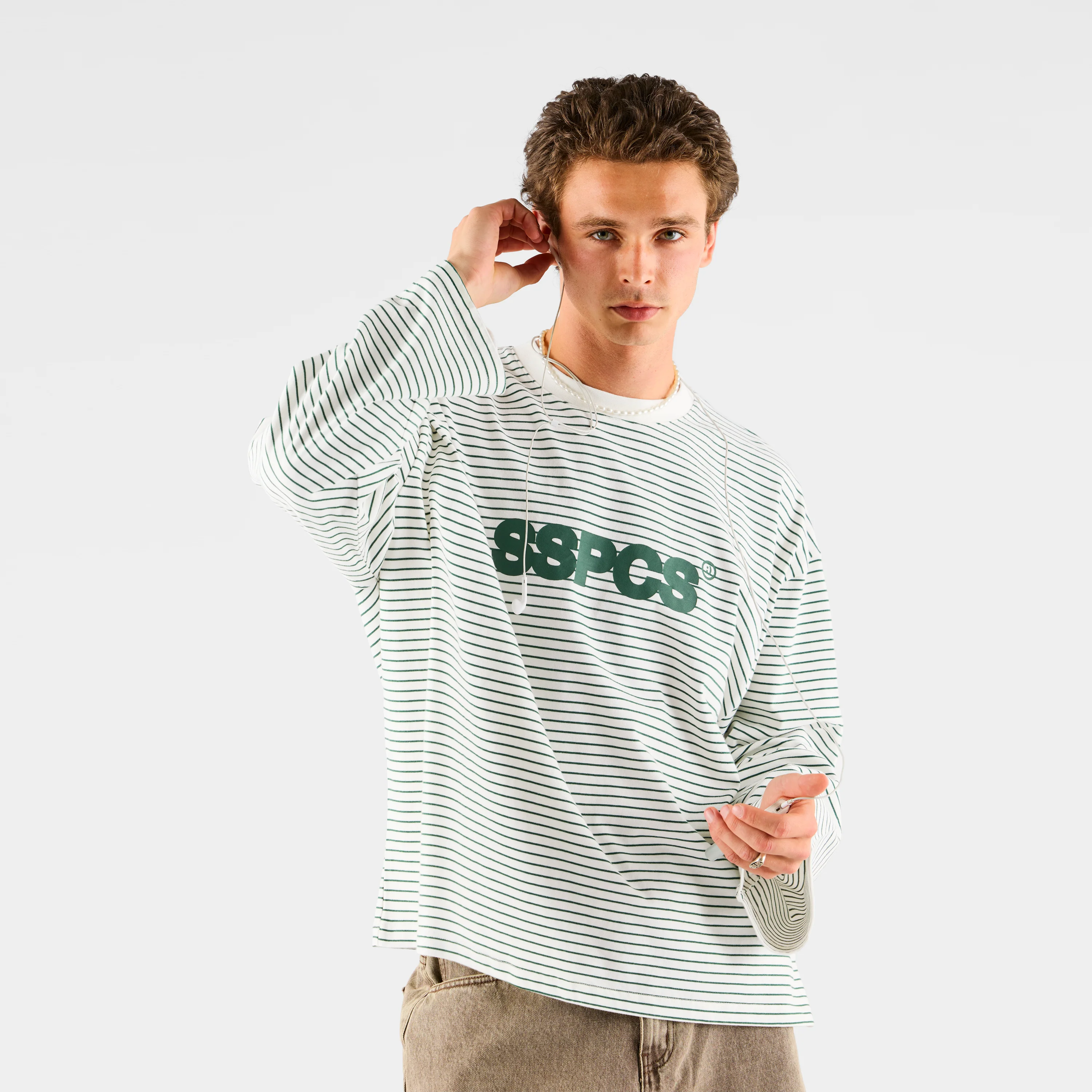 PL / The SSPCS Striped Longsleeve - Forest Green & White - Image 8