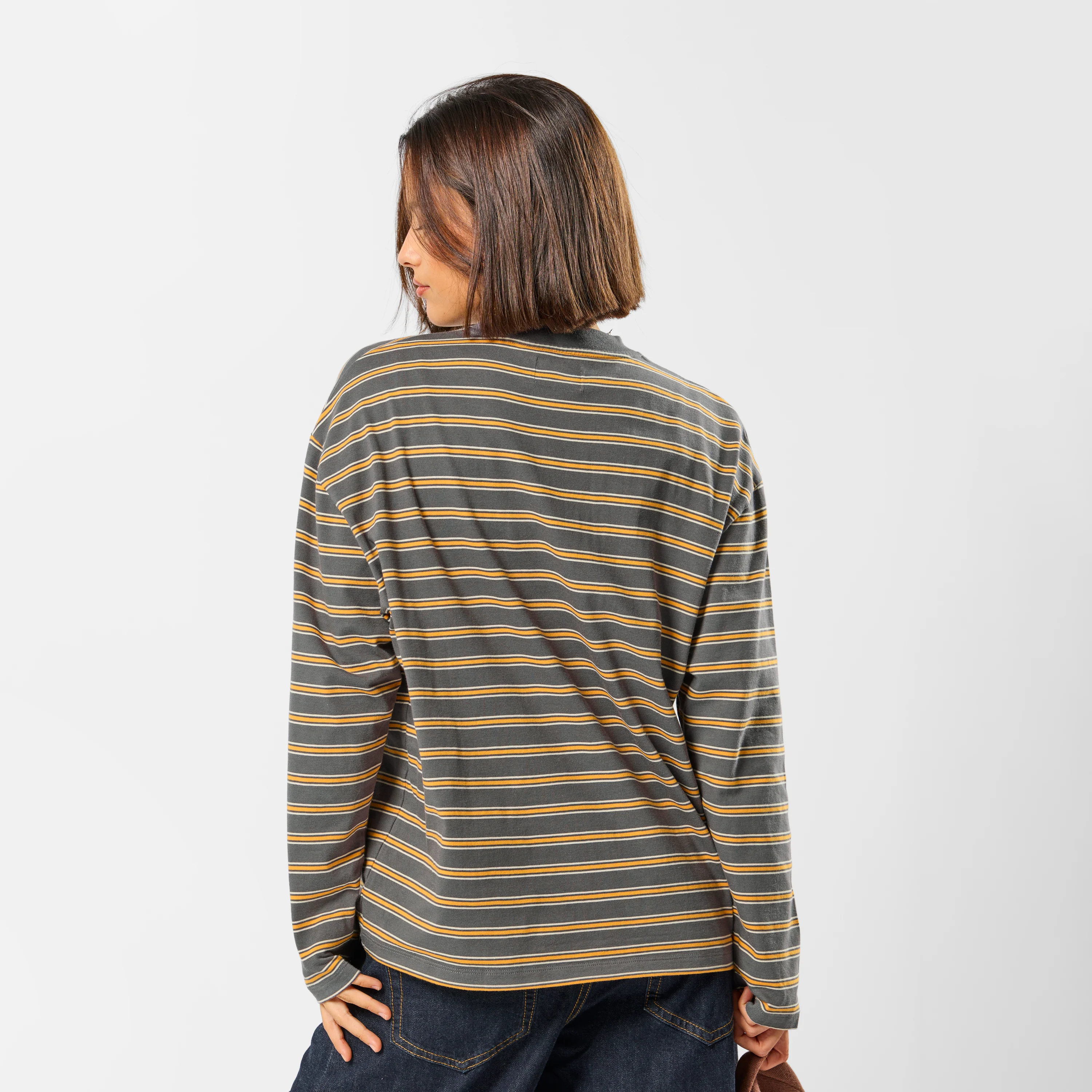 Softground / Striped Longsleeve - Dark Armory & Orange - Image 6