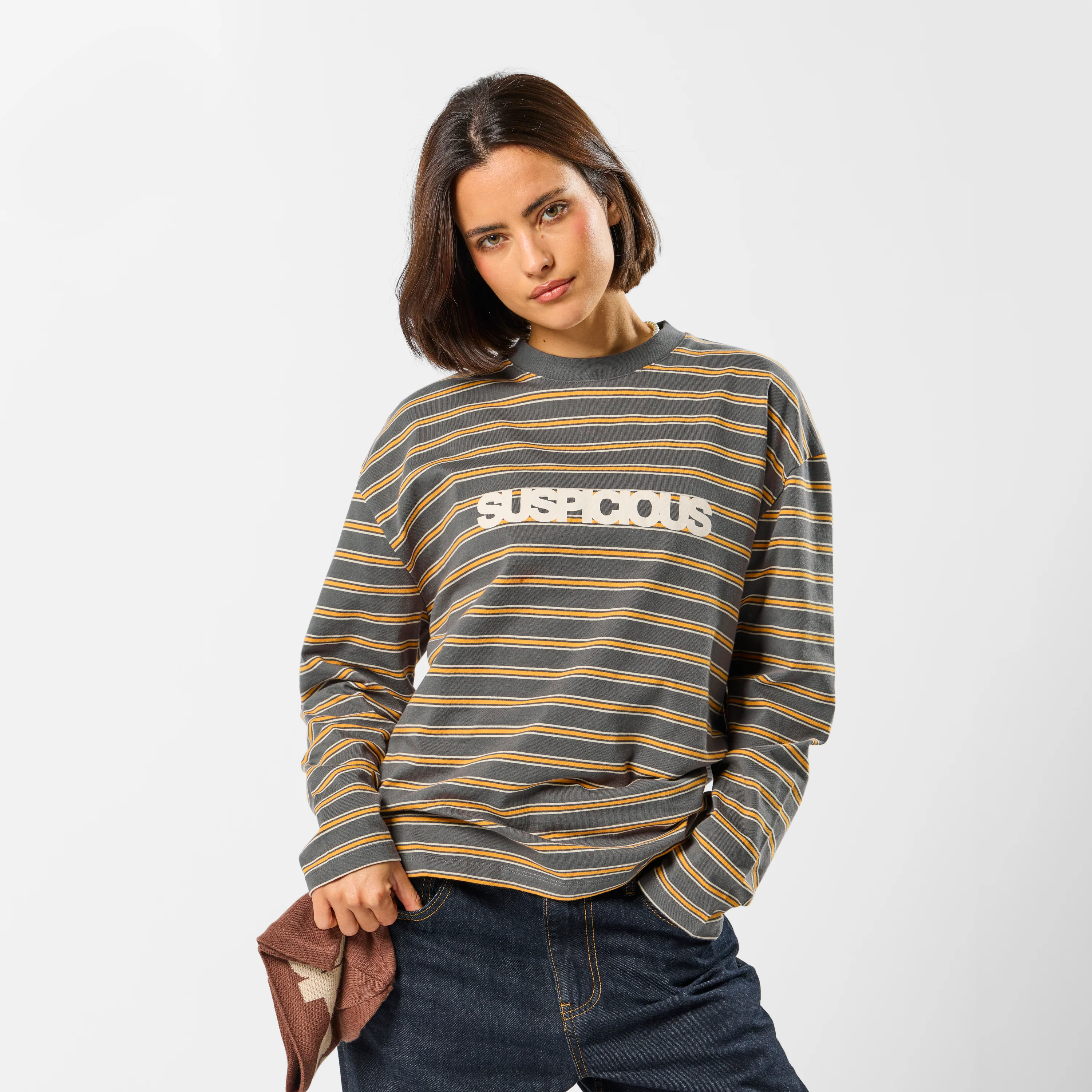 Softground / Striped Longsleeve - Dark Armory & Orange - Image 8