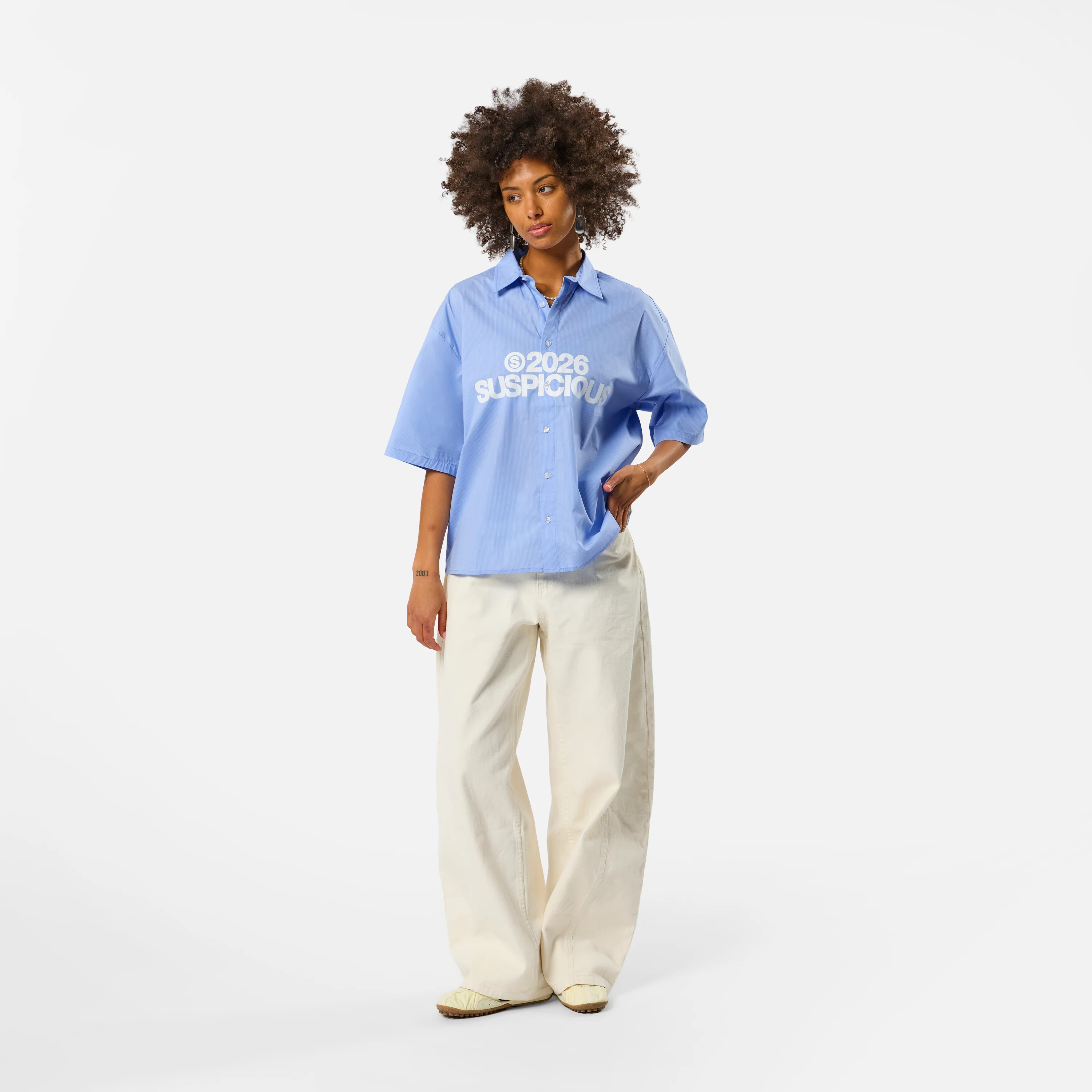 Spring 1 / S2026 Striped Shortsleeve Shirt - Light Blue - Image 3
