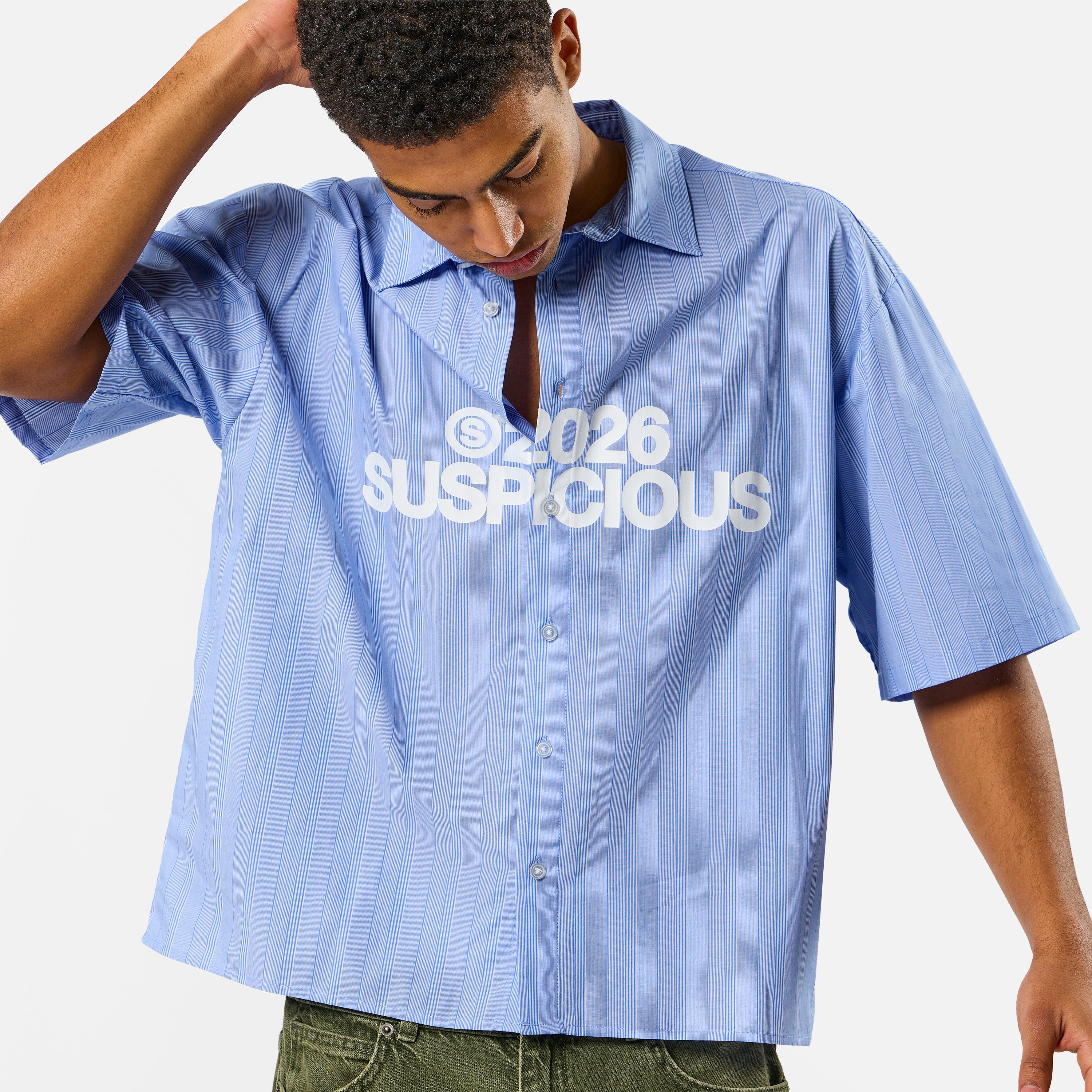 Spring 1 / S2026 Striped Shortsleeve Shirt - Light Blue & White - Image 2