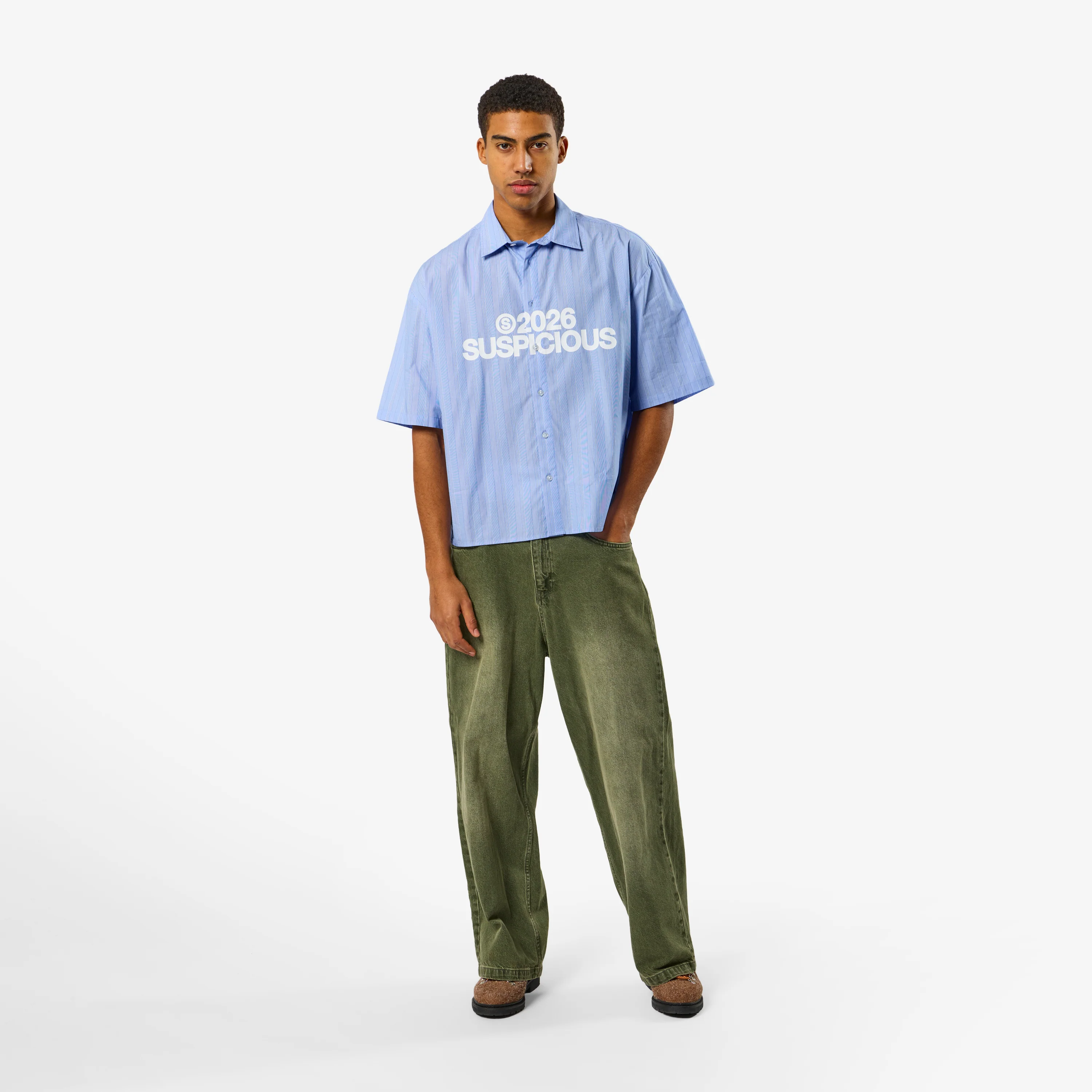 Spring 1 / S2026 Striped Shortsleeve Shirt - Light Blue & White - Image 6