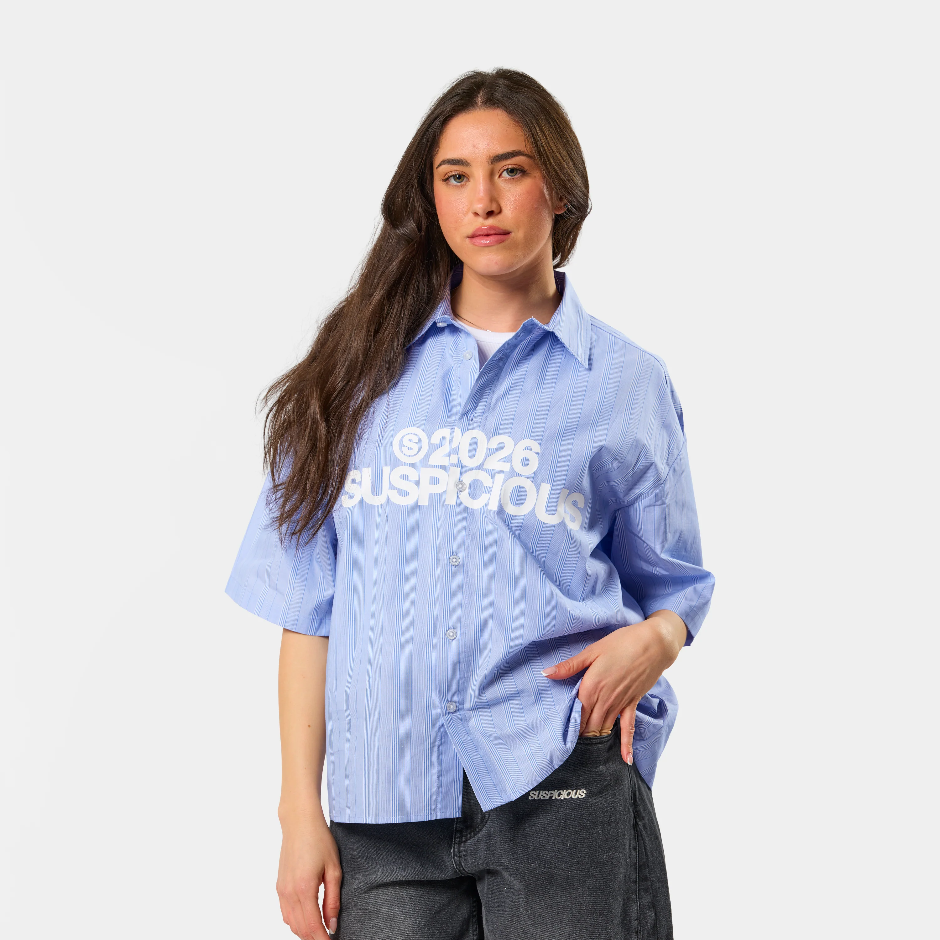 Spring 1 / S2026 Striped Shortsleeve Shirt - Light Blue & White - Image 9