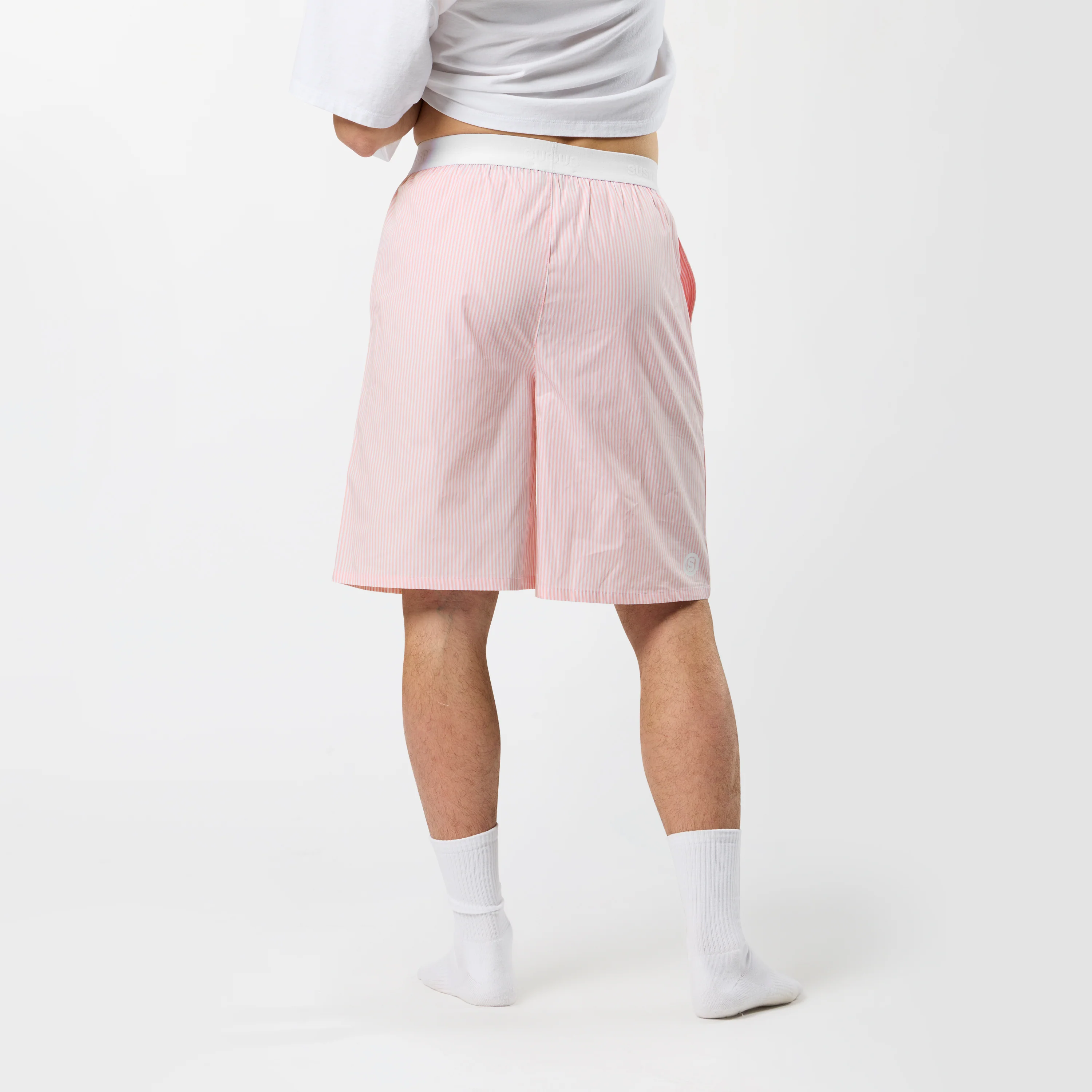 Spring 1 / Suspicious Striped Cotton Shorts - Pink - Image 6