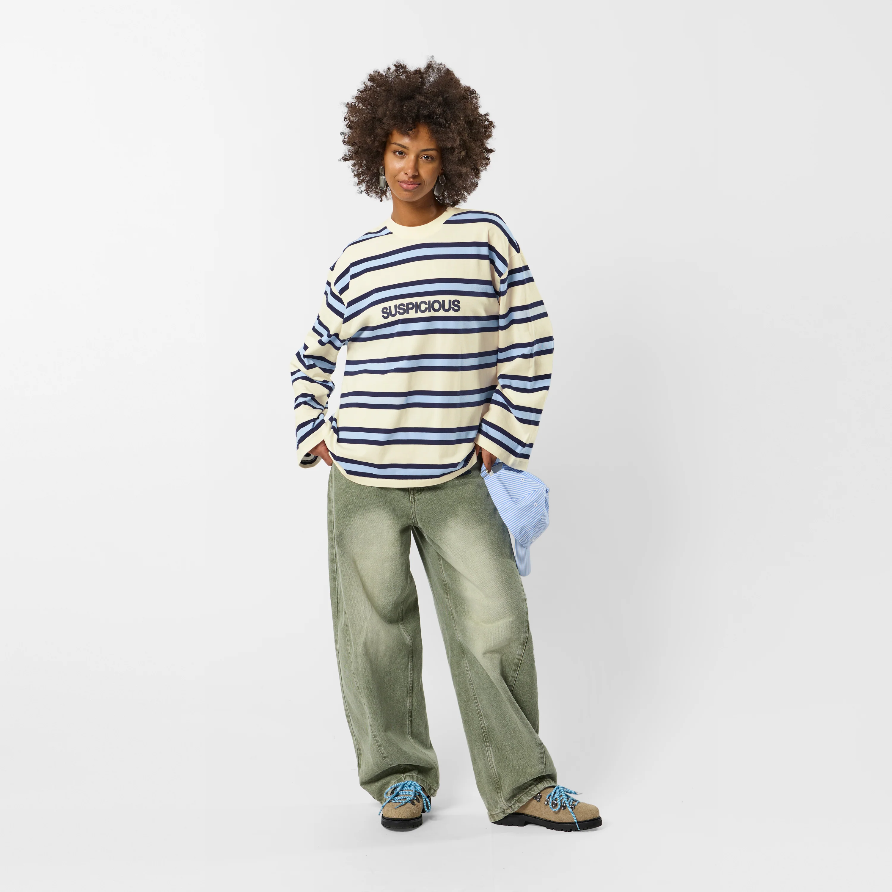 Spring 1 / Suspicious Striped Longsleeve - Natural & Blue - Image 3