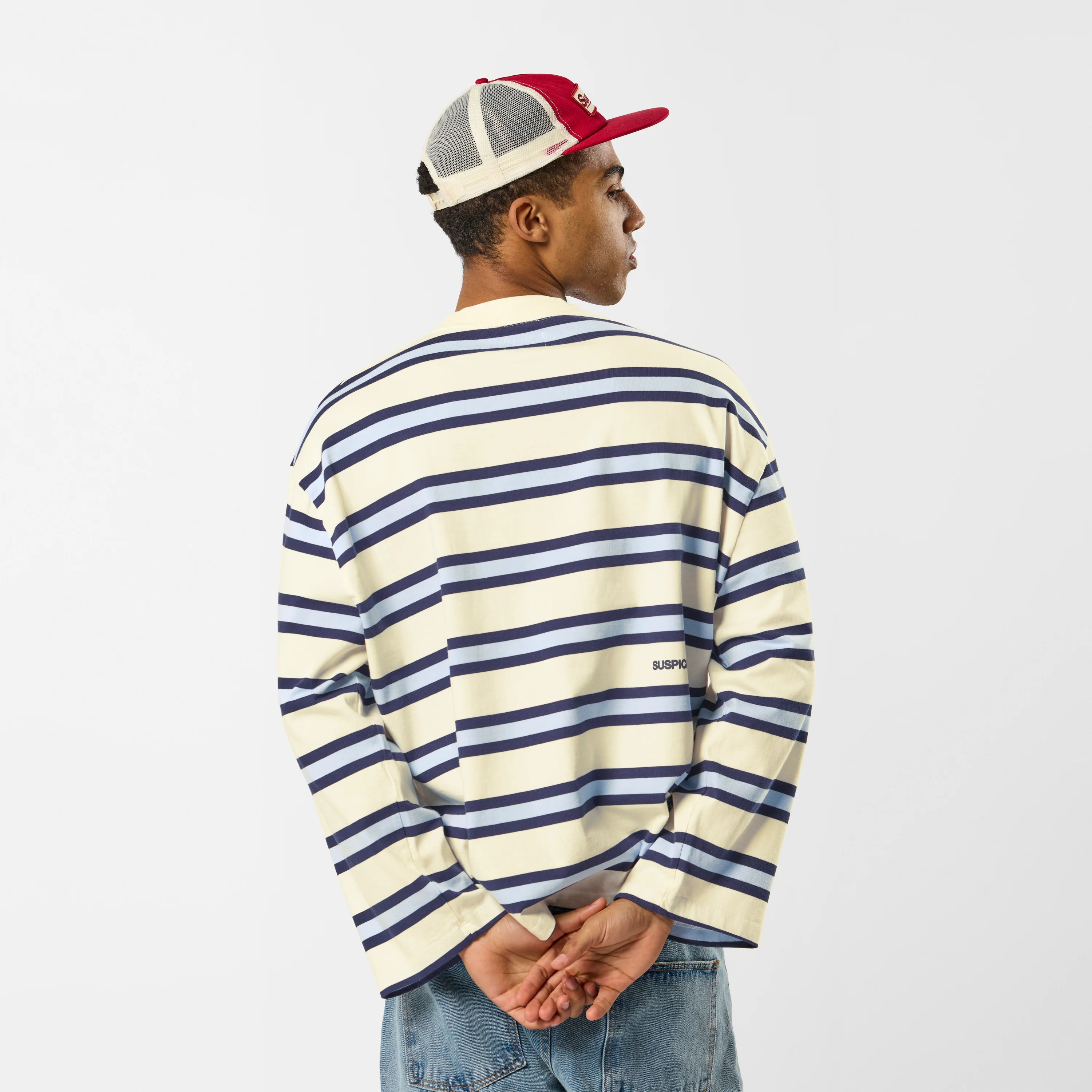 Spring 1 / Suspicious Striped Longsleeve - Natural & Blue - Image 4