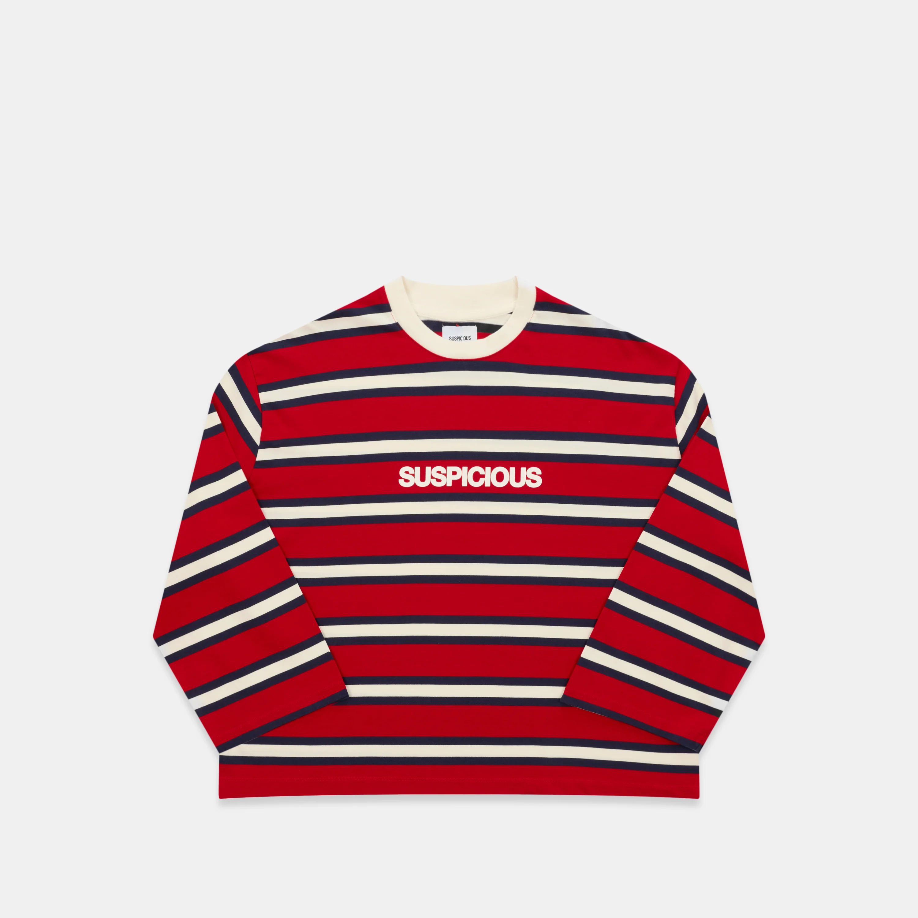 Spring 1 / Suspicious Striped Longsleeve - Ruby Red & Nightfall
