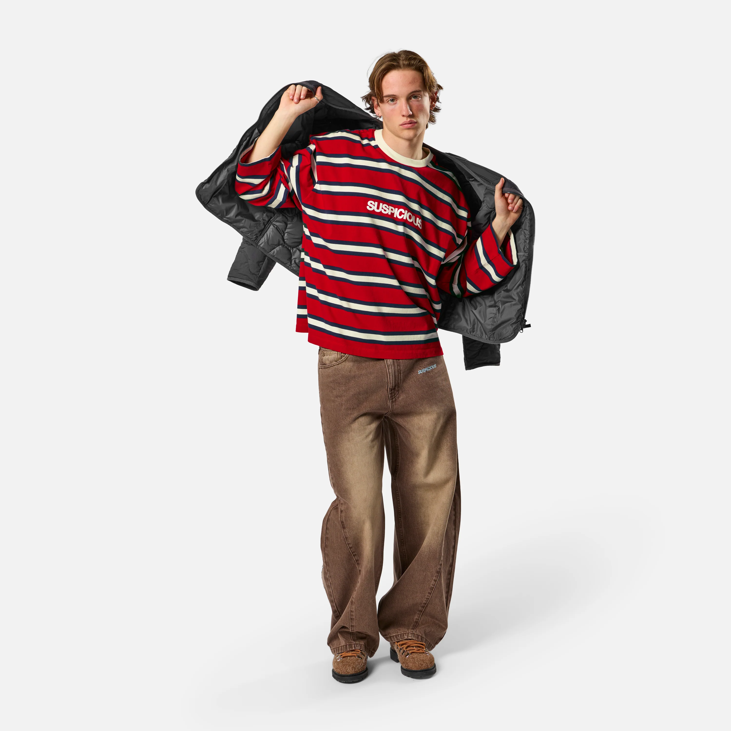 Spring 1 / Suspicious Striped Longsleeve - Ruby Red & Nightfall - Image 6