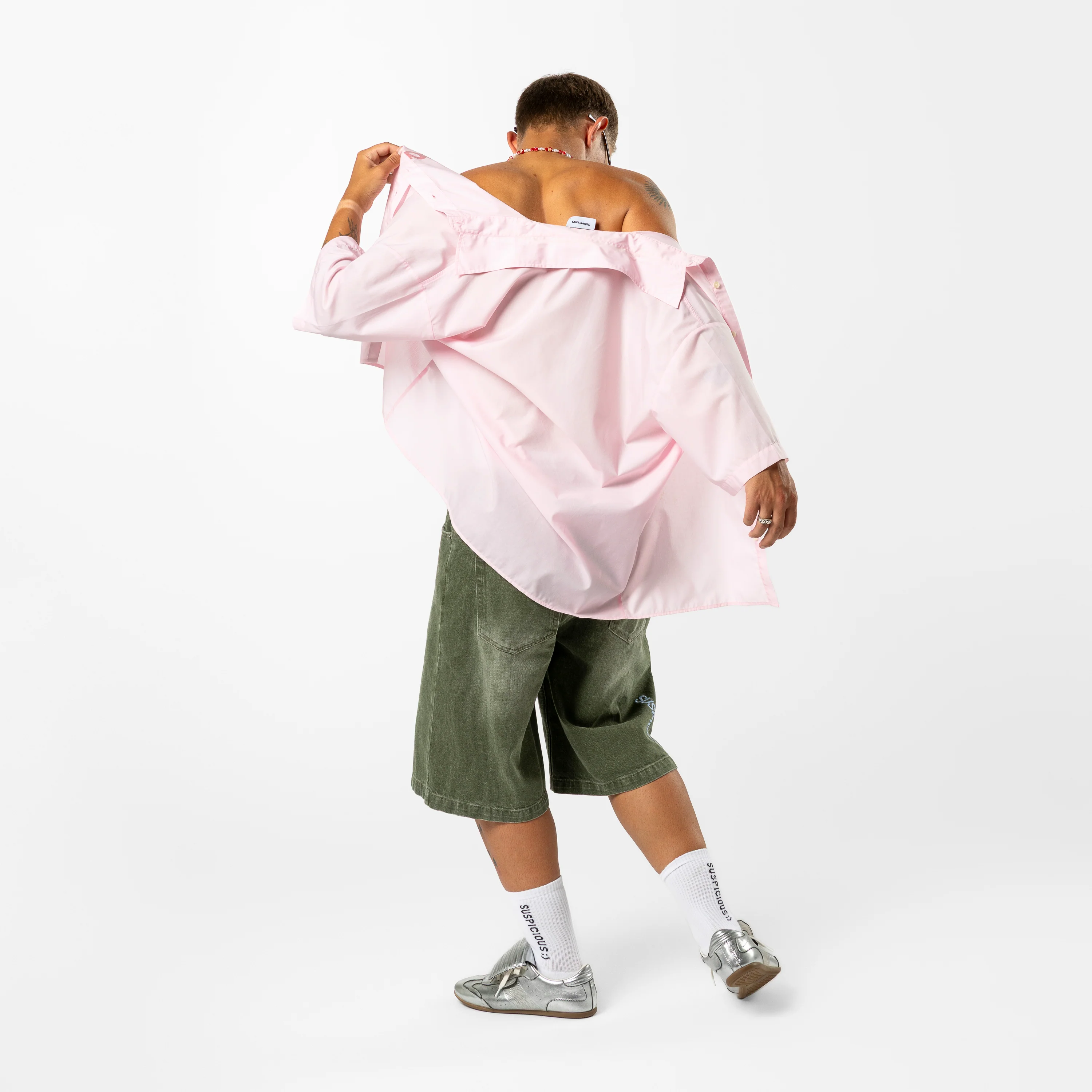 Summer / Slanted Shortsleeve Shirt - Baby Pink - Image 7