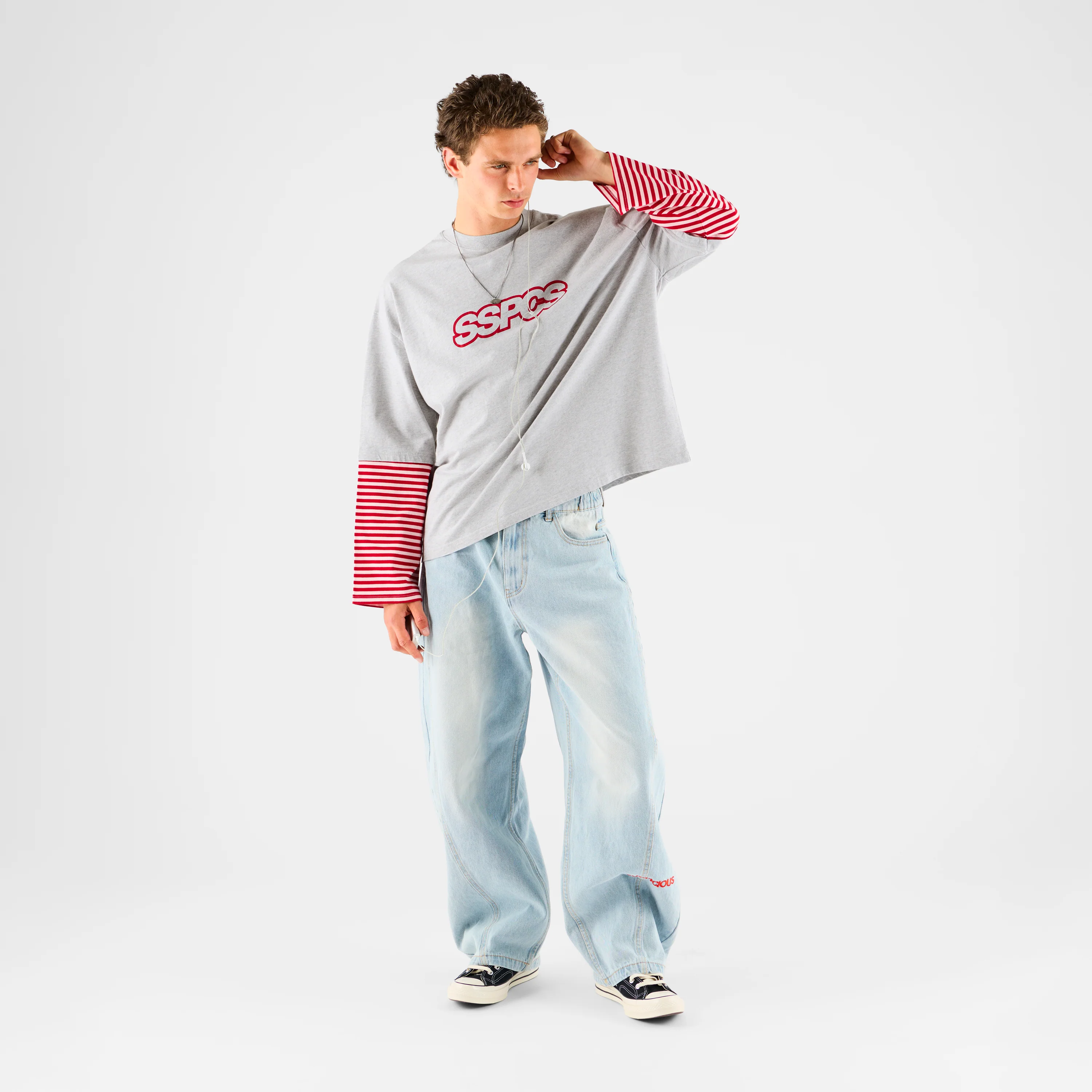 Summer Stripes / SSPCS Striped Layered Longsleeve - Ash & Red - Image 7
