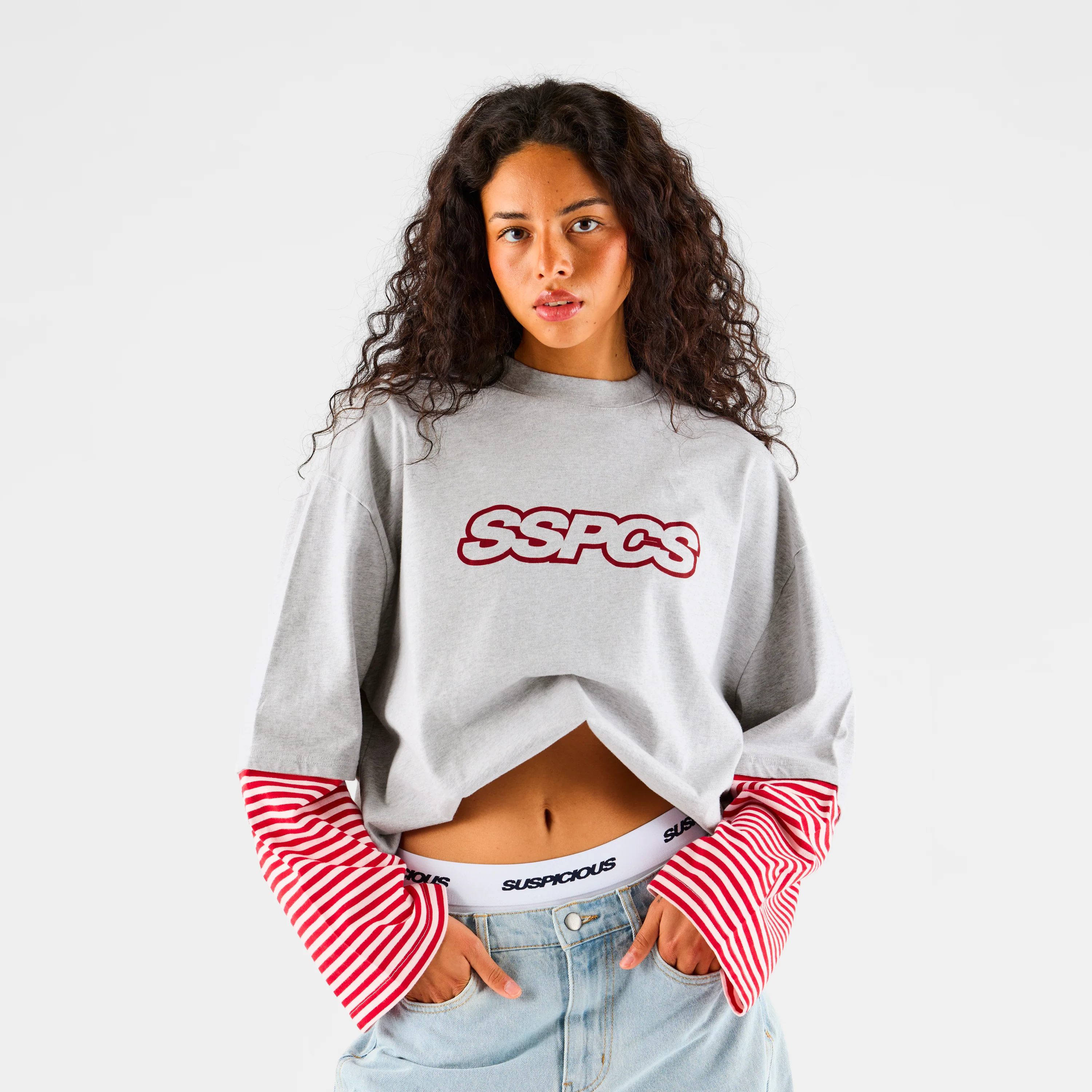 Summer Stripes / SSPCS Striped Layered Longsleeve - Ash & Red - Image 8